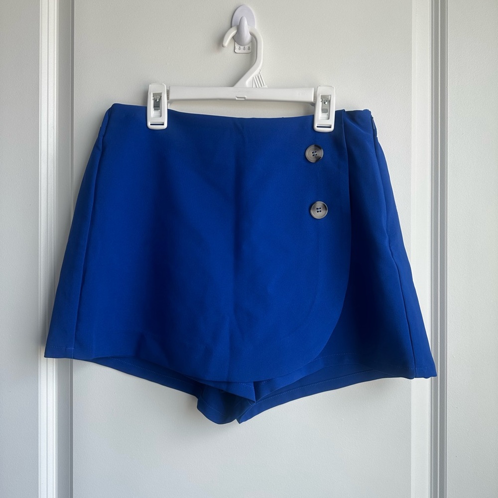 Love Tree Blue Skorts with Wrap-Style Design